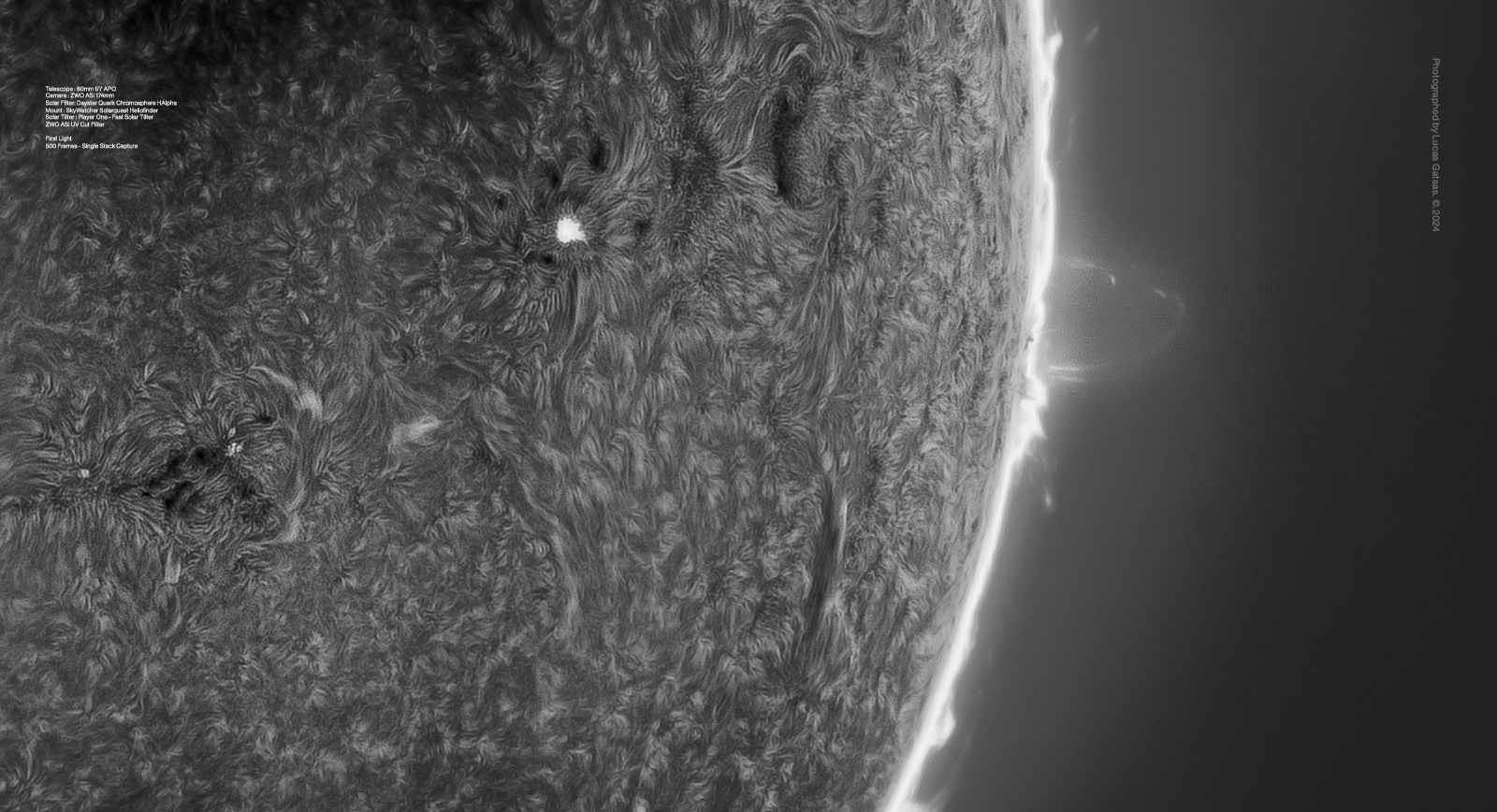 solar observation and photography in Whitelight and H-alpha by Lucas Gatsas